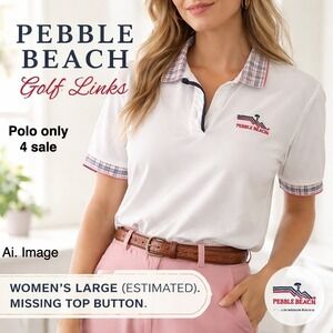 Vintage 90s Pebble Beach Golf Links IZOD Club Polo Women L Country Club * READ